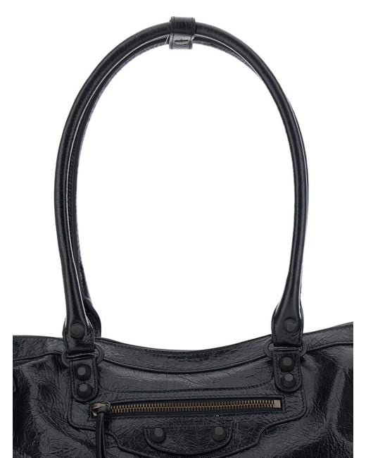Balenciaga Black Shoulder Bag Le City East West Leather