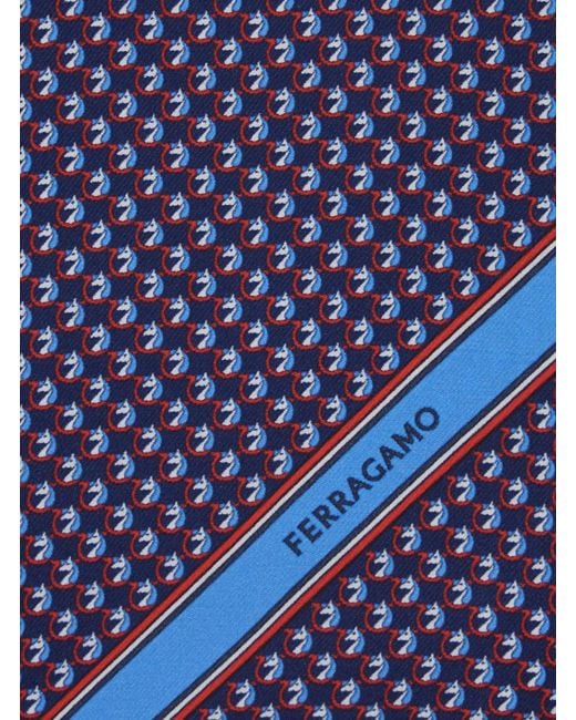Ferragamo Blue Pocket Square Silk Ties & Bow for men
