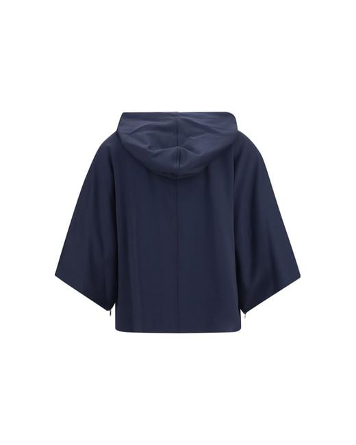 Max Mara Blue Fidato Hooded Sweatshirt Polyamide; Cotton; Elastane Sweatshirts