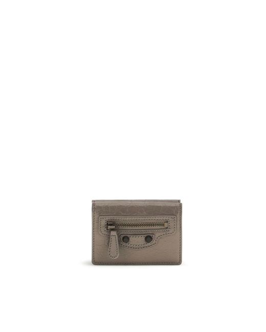 Balenciaga Gray Beige Lamb Ovis Aries Aries Wallet
