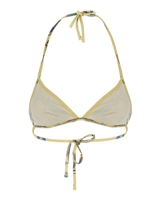 Versace Metallic Triangle Bikini Top Elastane Swimwear