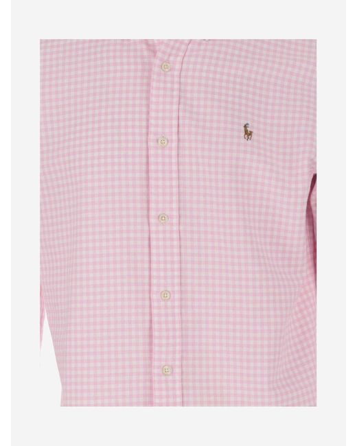 Ralph Lauren Pink Cotton Shirt With Vichy Pattern for men