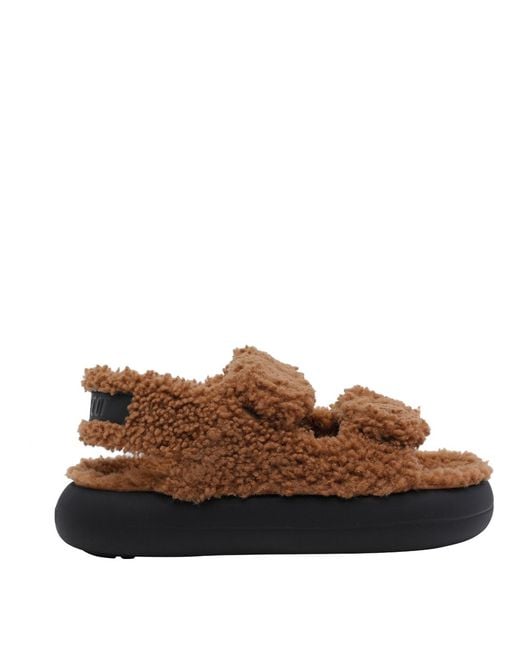 Moon Boot Brown Sandals Shearling/Rubber Sole