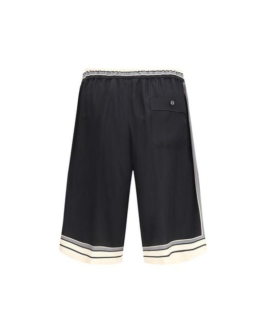 Dolce & Gabbana Black Silk Bermuda Shorts for men