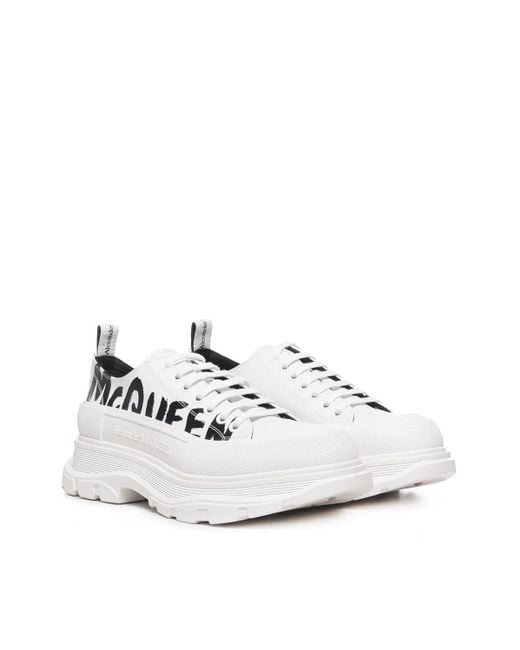 Alexander McQueen White Graffiti Logo Sneakers for men
