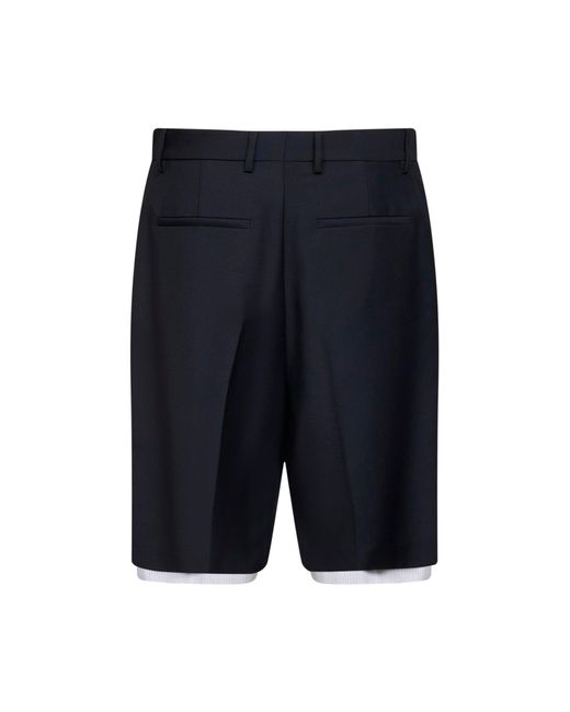 Jil Sander Blue Wool Canvas Double-Layer Shorts for men