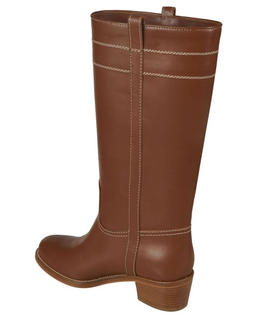 Fay Brown Stitched Fitted Boots