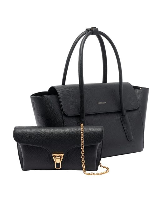 Coccinelle Black Double Beat Shoulder Bag