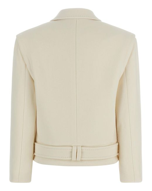 Balmain Natural Double-Breasted Coat Coats And Trench Coats