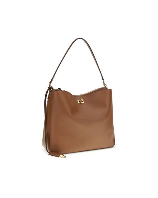 Balenciaga Brown Beige Calf Leather Bos Taurus Shoulder Bag