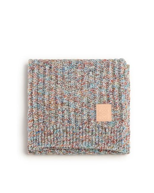 Loewe Gray Wool And Cashmere Blend Scarf