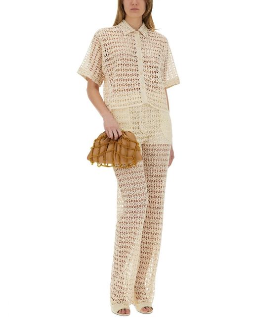 Alysi Natural Wide Macramé Pants