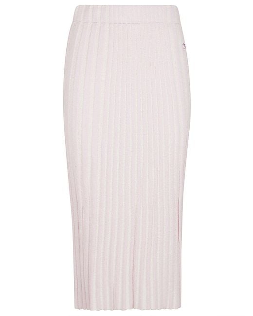 Maison Kitsuné White Stripe Effect Elastic Waist Skirt