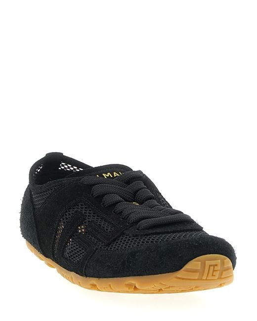 Balmain Black Racer 45-Suede Sneakers Calfskin Leather (Bos Taurus)