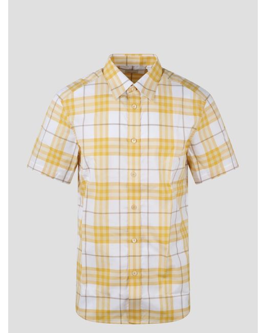 Burberry Metallic Check-pattern Short-sleeve Cotton Shirt for men