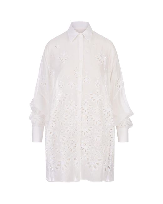 Ermanno Scervino White Over Shirt With Sangallo Lace