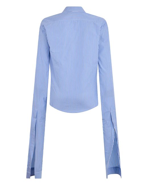 Coperni Blue Striped Long-Sleeve Shirt Polyester