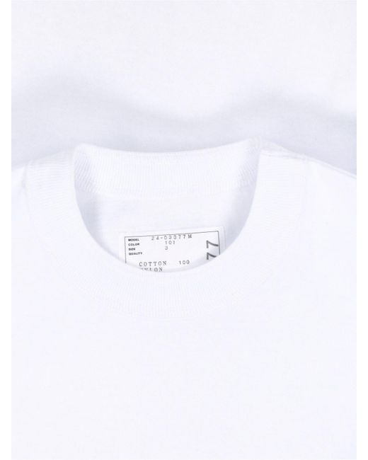 Sacai White Zip Detail T-Shirt for men