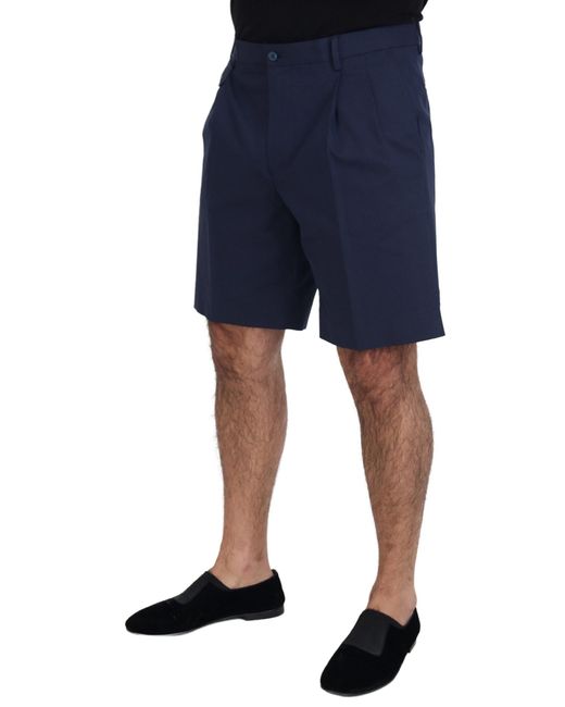 Dolce & Gabbana Blue Pleated Shorts Midlength for men