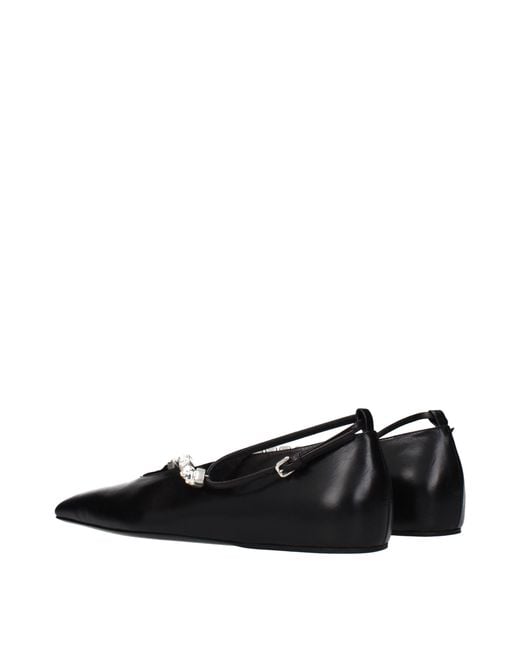 Jil Sander Black Leather Ballet Flats