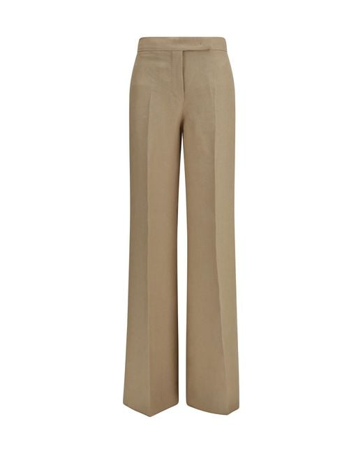 Max Mara Natural Palazzo Pants Linen