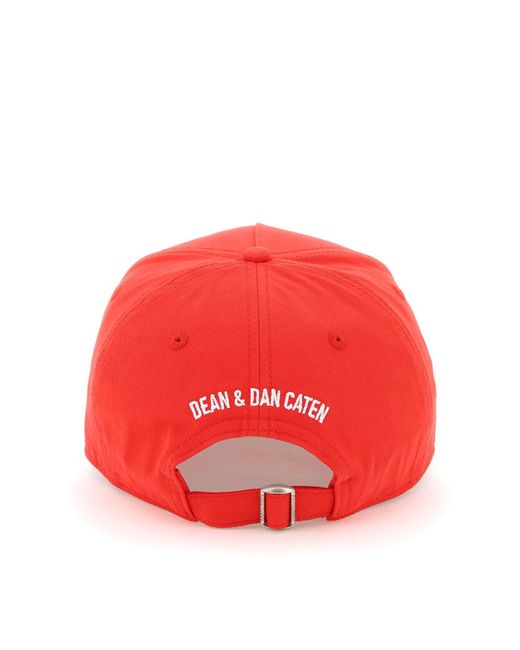 DSquared² Red Baseball Cap With Logo for men