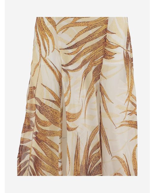 Just Cavalli Natural Tropical Print Long Dress Polyester