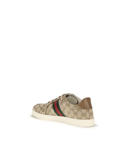 Gucci Natural Beige Fabric Athletic Sneakers for men