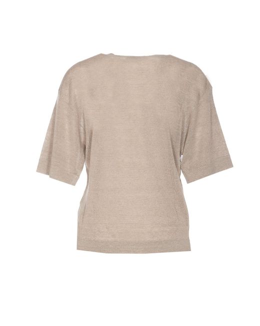 Brunello Cucinelli Natural Crewneck Knitted Top