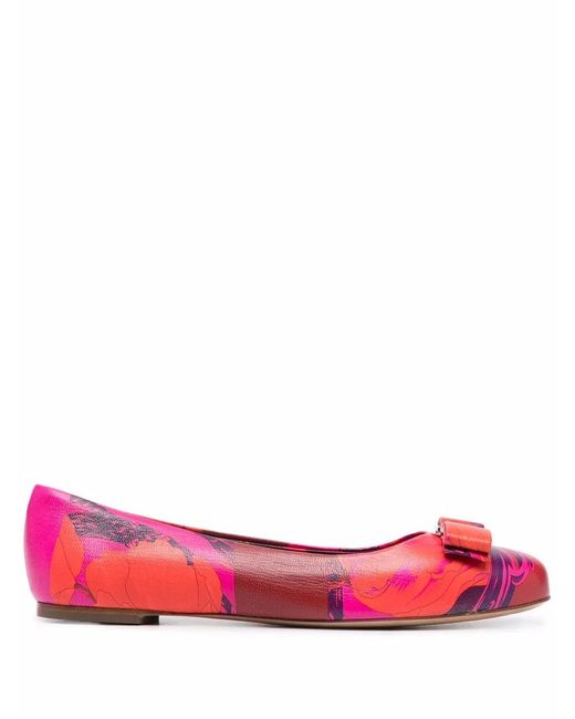 Ferragamo Pink Ferragamo Varina Icon Ballerina Shoes
