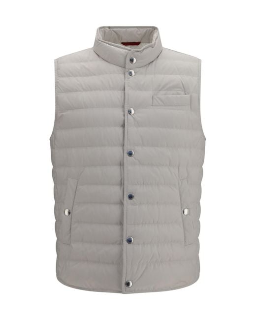 Brunello Cucinelli Gray Sleeveless Padded Gilet Polyester Blazers E Vests for men