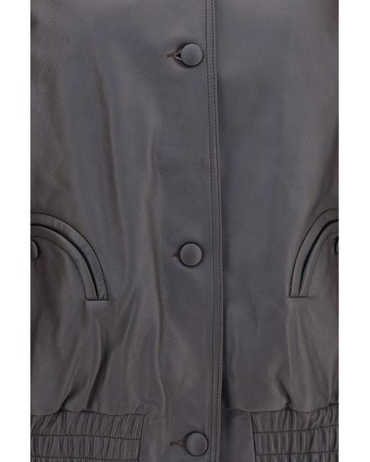 Blazé Milano Gray Charlie Ares Leather Bomber Jacket Lamb Ovis Aries