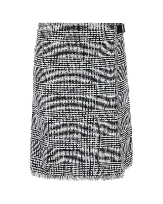 Burberry Gray Embroidered Houndstooth Skirt