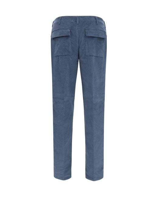 Etro Blue Roma Stretch Cotton Corduroy Pants Cotton; Elastane for men