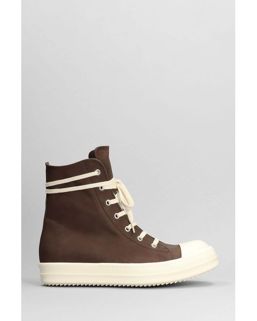 Rick Owens Brown Leather High-top Sneakers for men