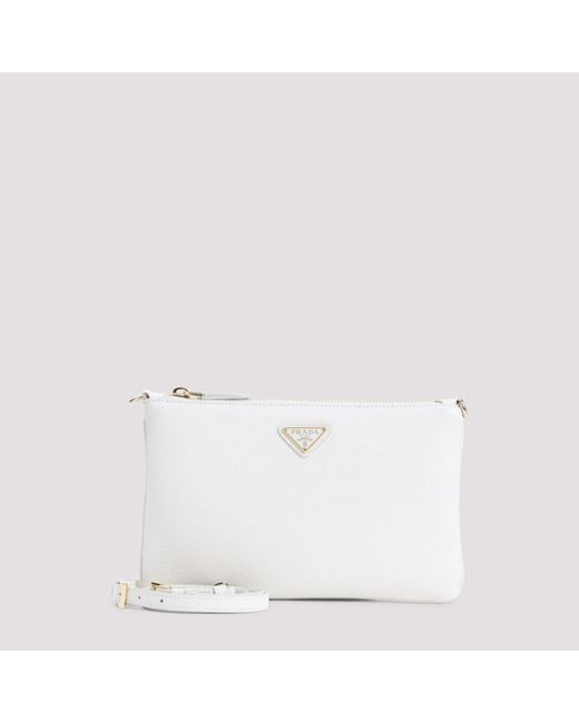 Prada White Calf Leather Pouch