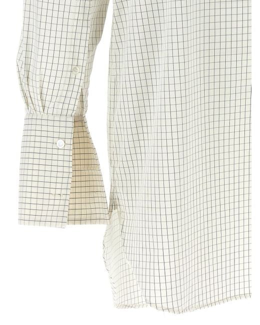 Dries Van Noten White Oversized Check Cotton Shirt