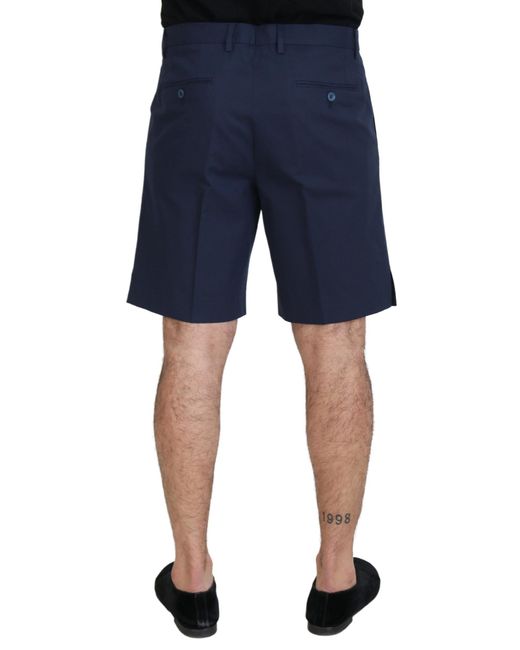 Dolce & Gabbana Blue Pleated Shorts Midlength for men