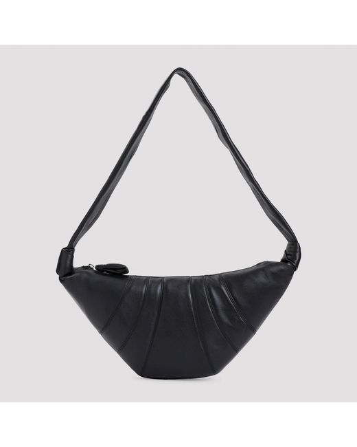 Lemaire Black Leather Medium Croissant Bag