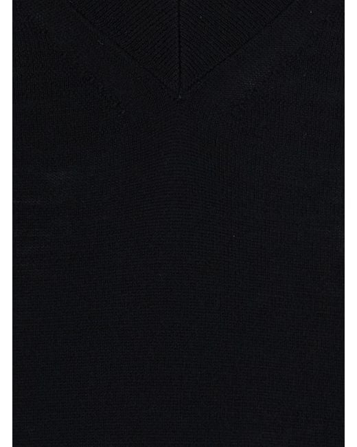 Semicouture Black V-Neck Wool Sweater Jade Virgin Tops