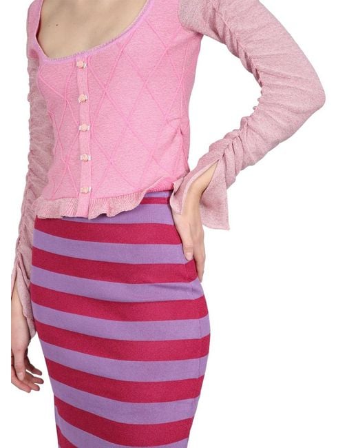 Cormio Pink Cardigan With Ruffled Sleeve Knitwear Jumpers