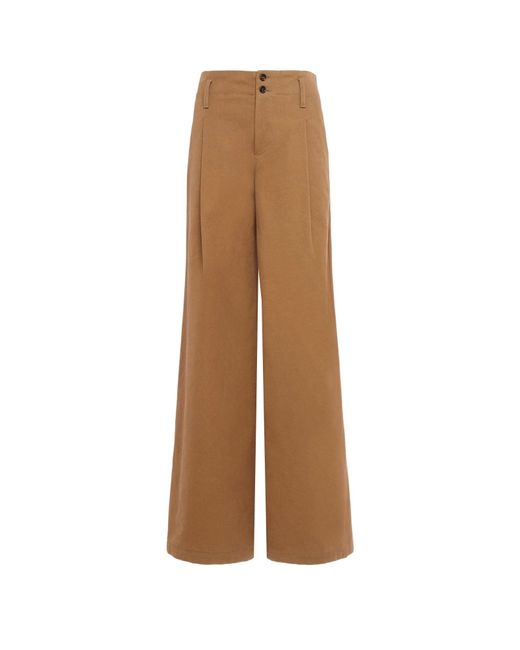 Chloé Natural Wide Leg Canvas Trousers