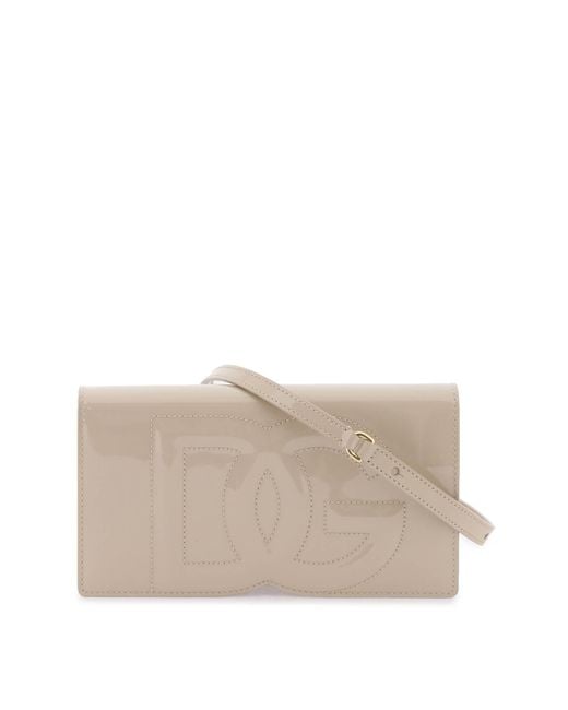 Dolce & Gabbana Natural Mini 'dg Logo' Bag In Patent Leather