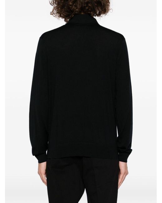 Tom Ford Black Button-Front Polo Knit Knitwear for men