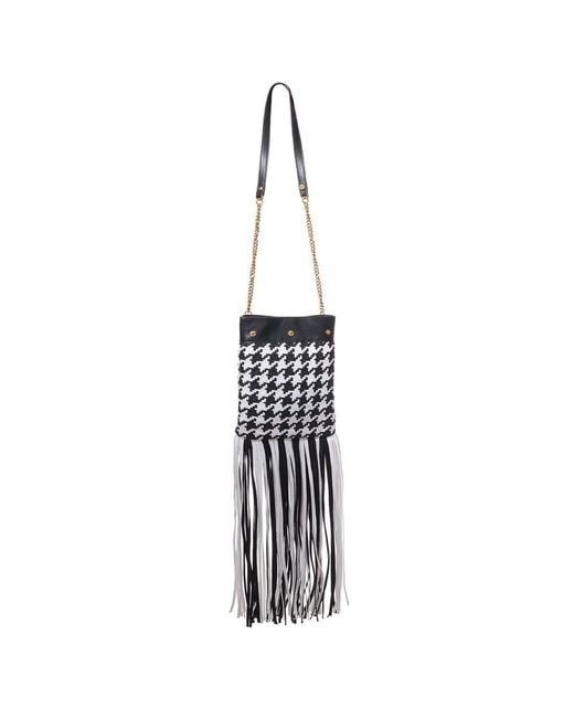 Versace White Leather Textile Shoulder Bag