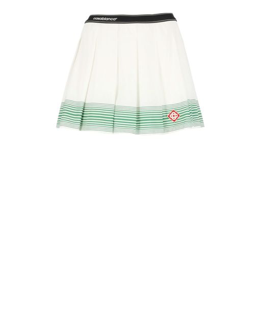 Casablancabrand Green Pleated Skirt With Striped Pattern
