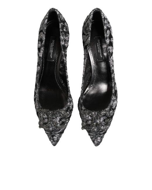 Dolce & Gabbana Black Lace Dg Amore Heels Pumps Shoes Pa+Pl+Lamb