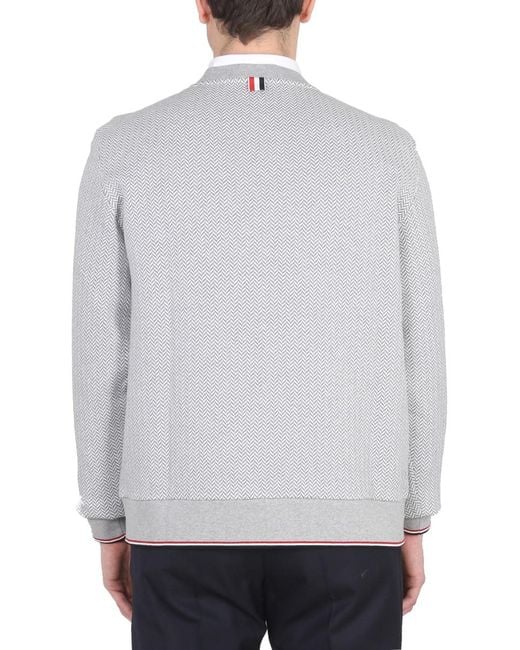 Thom Browne Gray Herringbone Jersey Cotton Sweatshirts for men