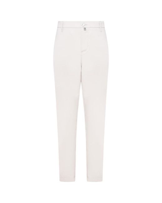 Jacob Cohen White Pearl Cotton Blend Tapered Leg Trousers With Logo Patch On The Back for men