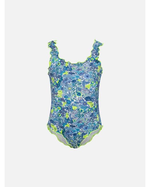 Mc2 Saint Barth Blue Clio One-Piece Swimsuit With Margaret Annie Print